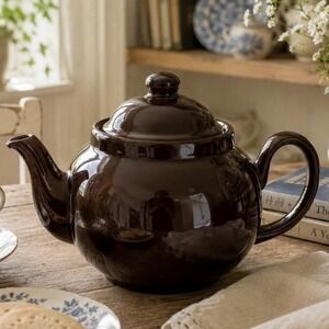 Ceramic Teapot English Cottage 1950s Brown Betty Made in England Tea Lover Gift